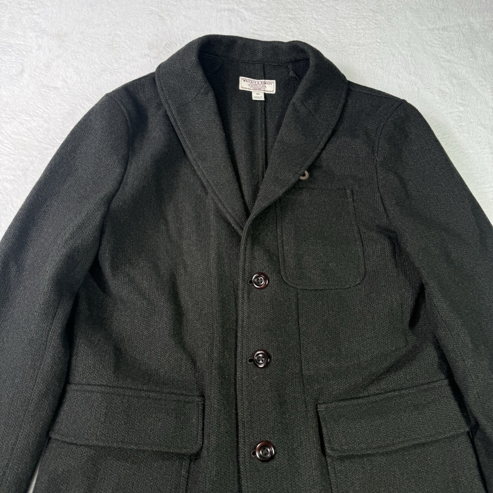 Wallace & Barnes 100% Merino Lambswool Blazer Grey Knit Moon Mills 38S J. Crew